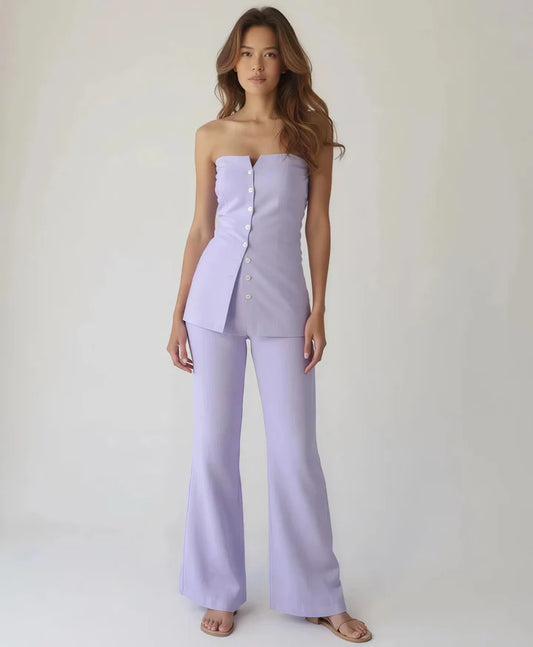 Rakul Preet Muse Lavender Strapeless Co-ords Linen Set