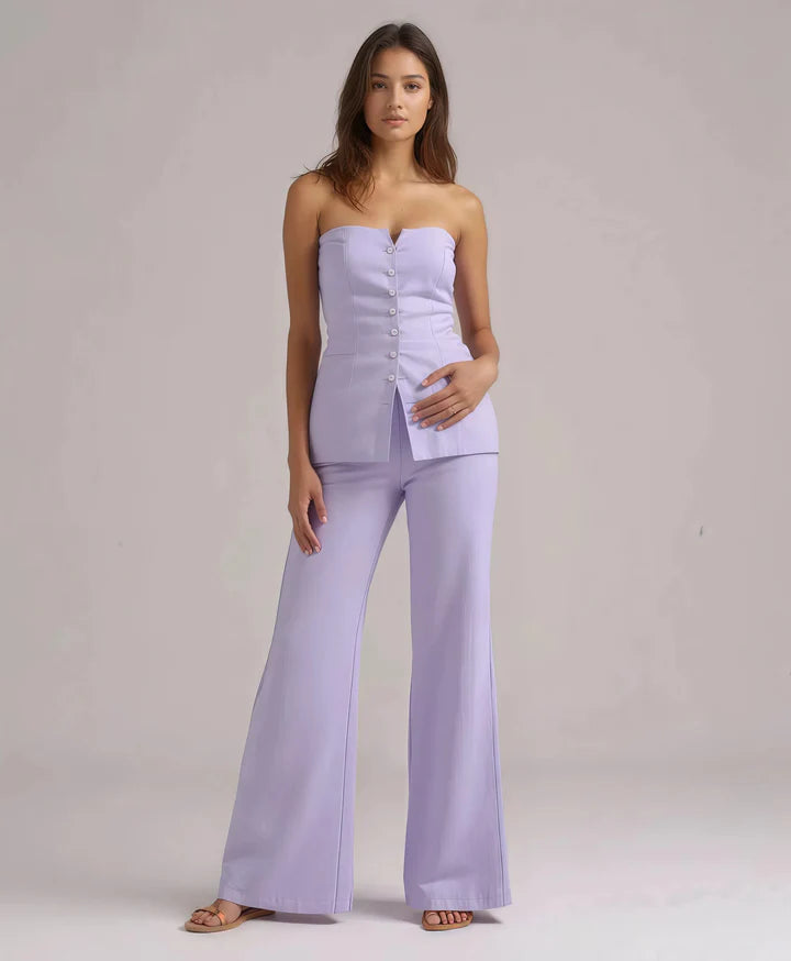 Rakul Preet Muse Lavender Strapeless Co-ords Linen Set