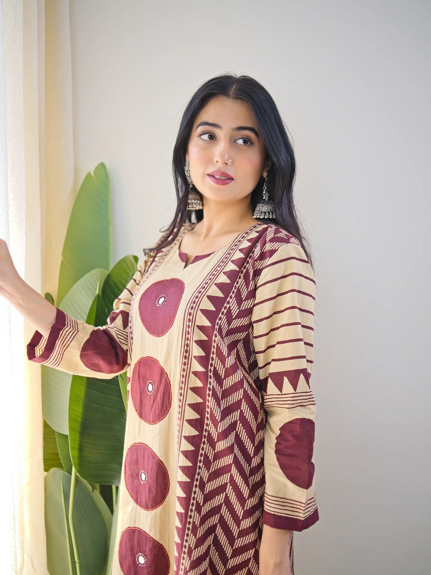 Vedikas Polka Wine Kurta Set