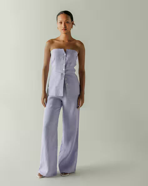 Lavender Strapeless Co-ords Linen Set