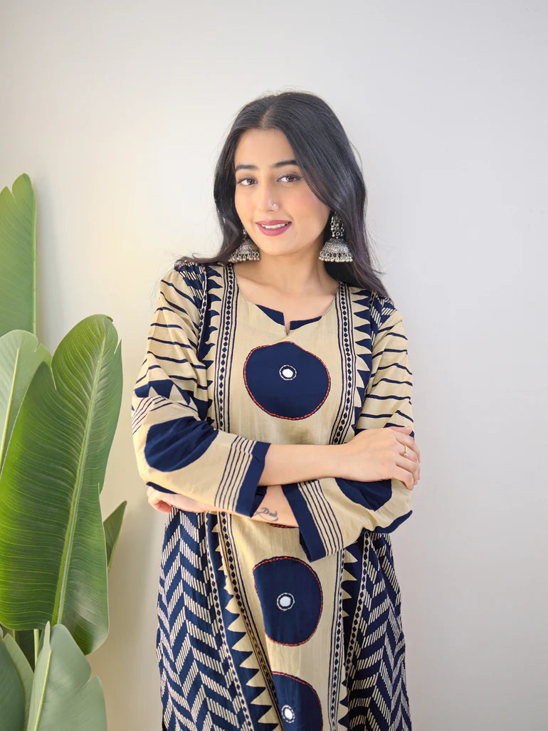Vedikas Polka Blue Kurta Set