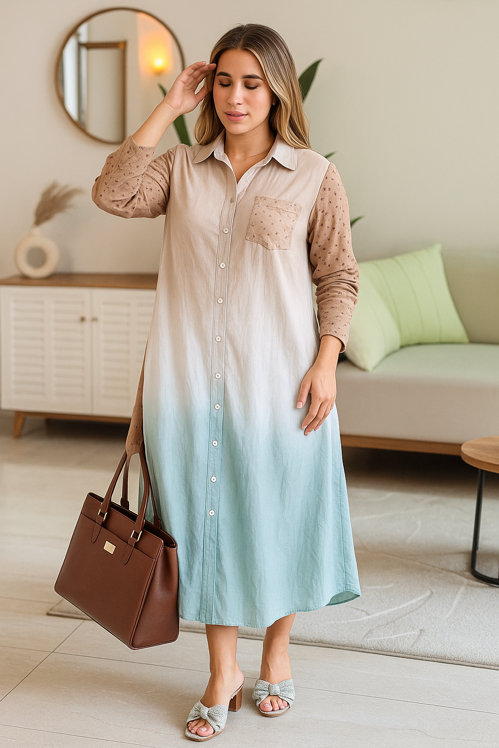 Mocha Shaded Shirt Dress