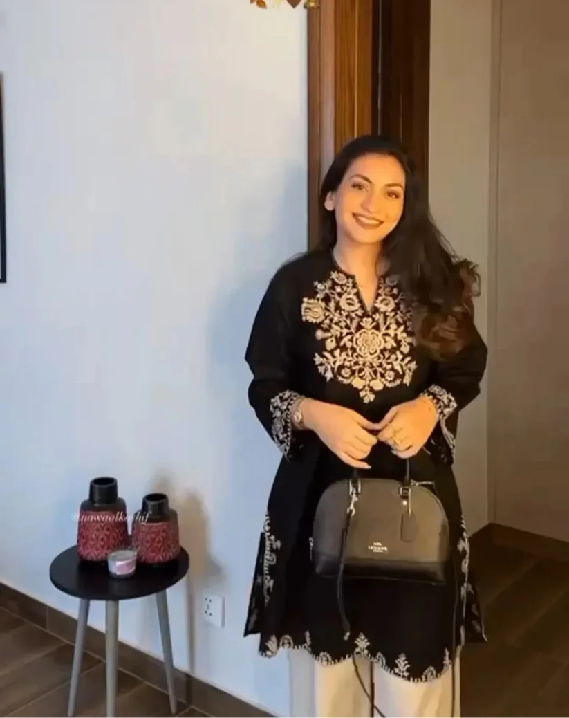 Embroidery Black Cotton Kurta Set