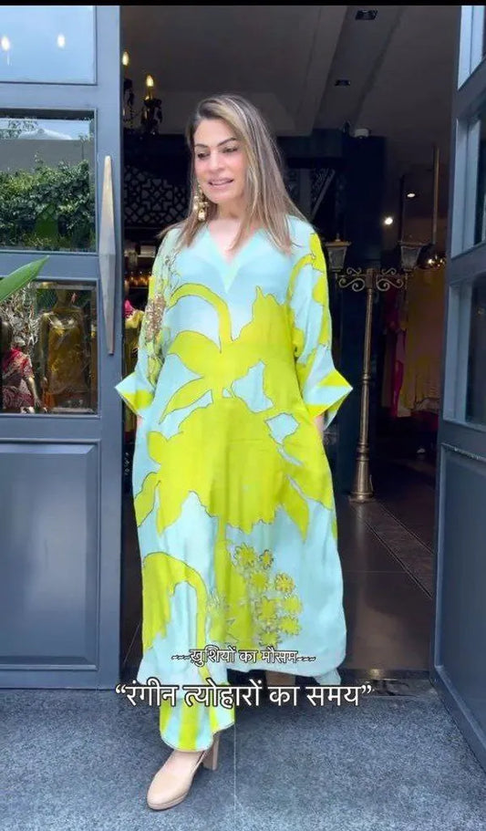 Lime Green Floral Set