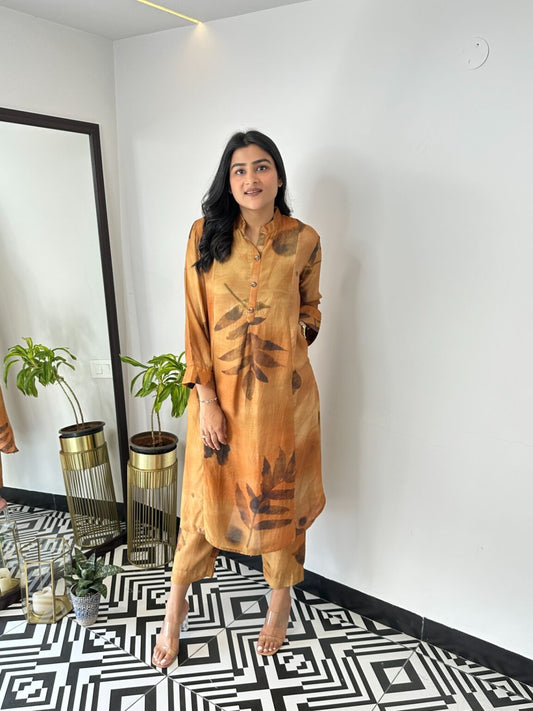 Rust Printed Kurta Set