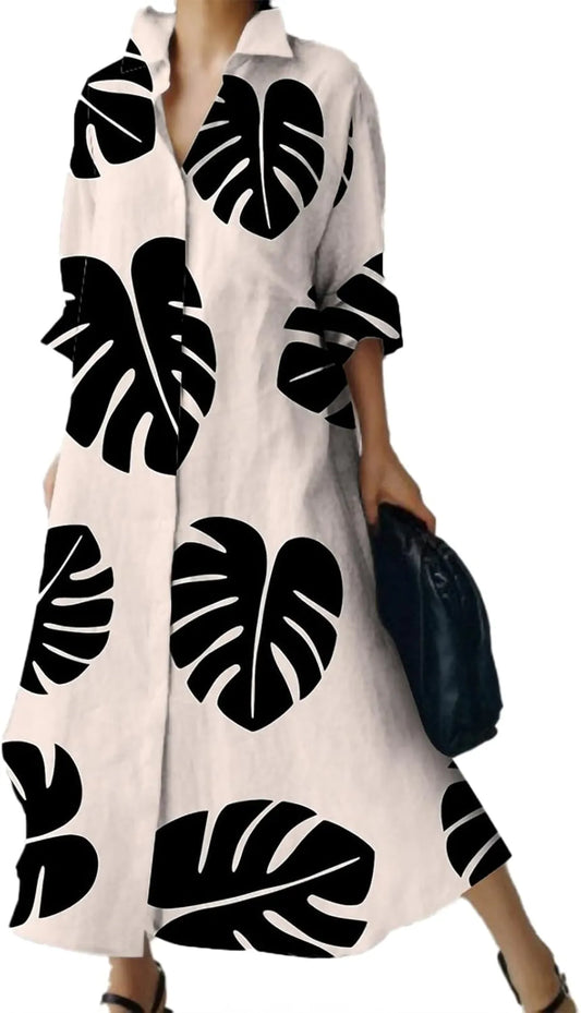 Split Leaf Shirt Dress