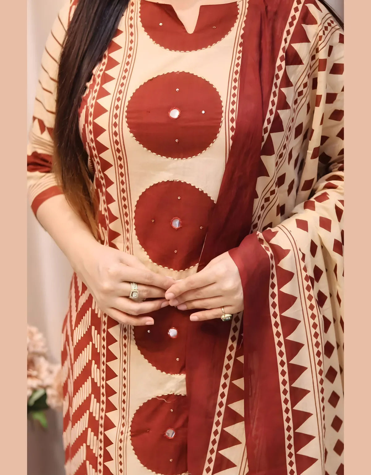 Vedikas Polka Maroon Kurta Set