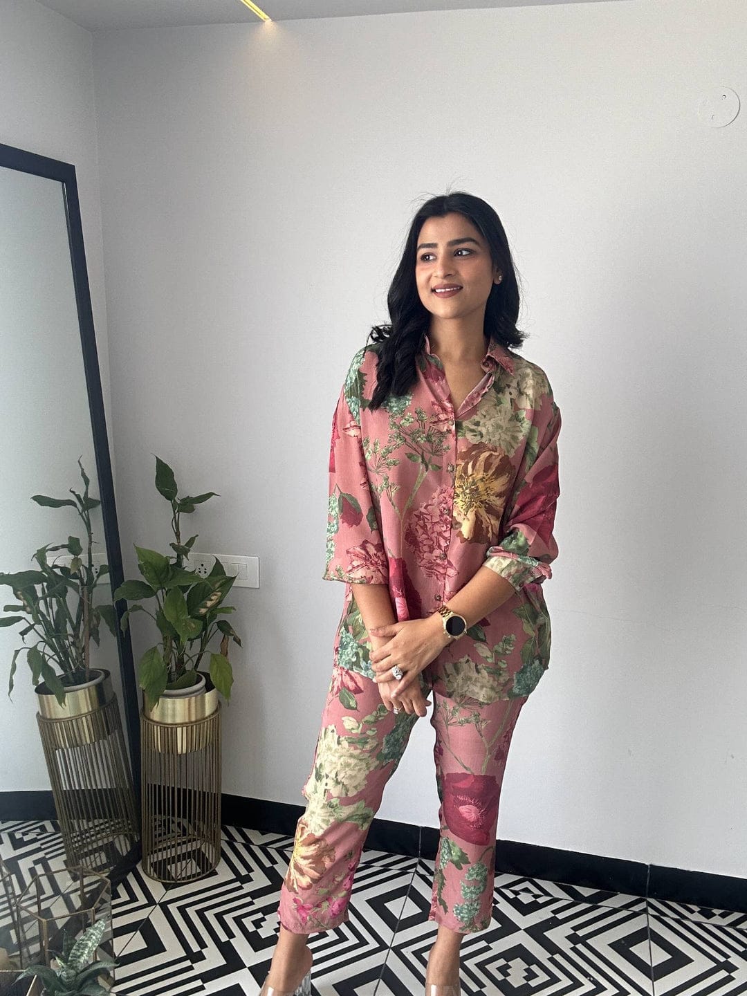 Dusty Pink Crepe Cord set