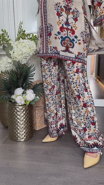 Vaani Semi Formal Crepe Fabric Co-Ord Set With All Over Placement Print