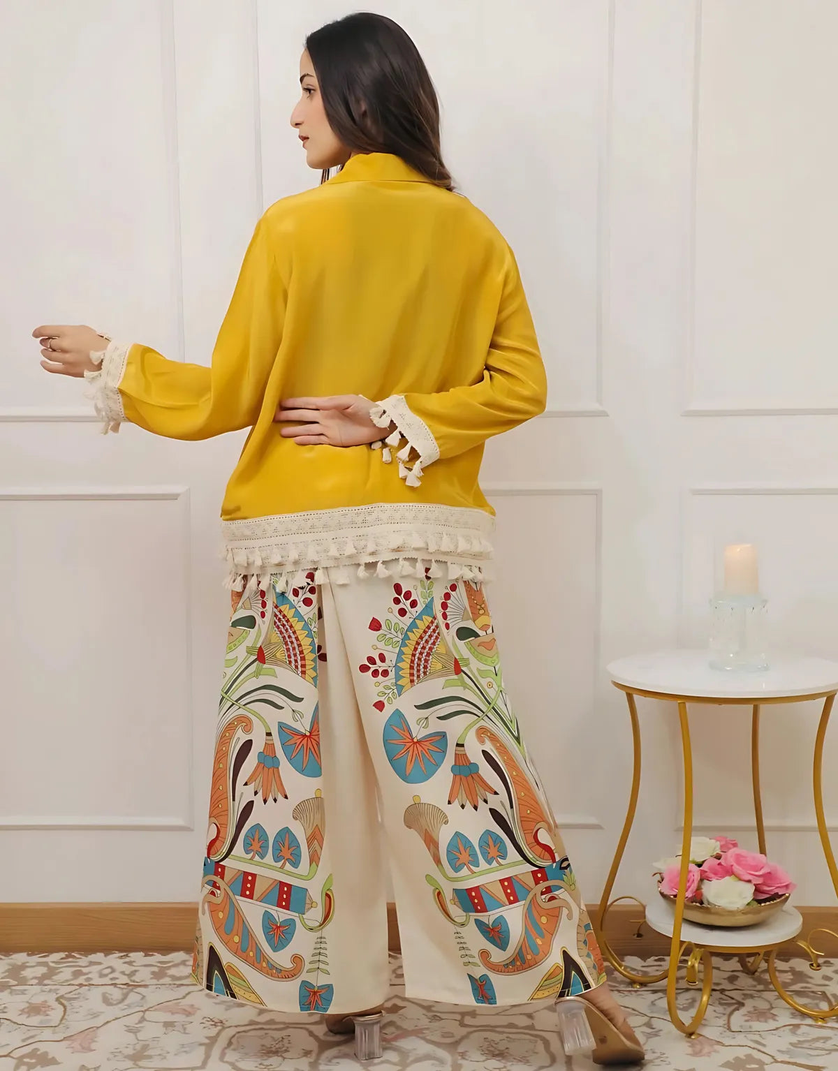 Yellow Boho Embroidery Coord Set