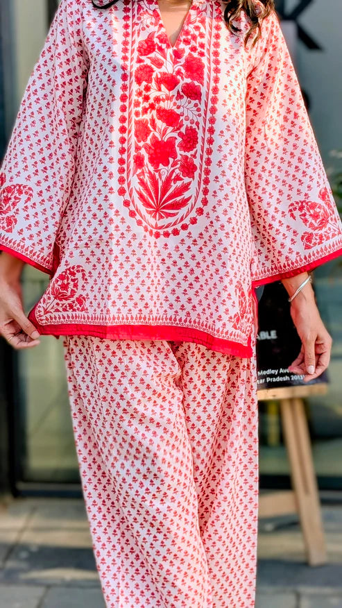 Preeti Bagh Printed Brick Red Farshi Salwar Set