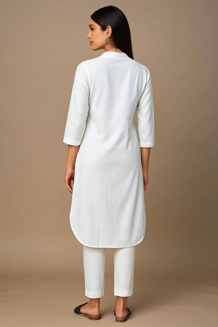 Shilpa Shetty Styled Vanilla Linen Kurta Set