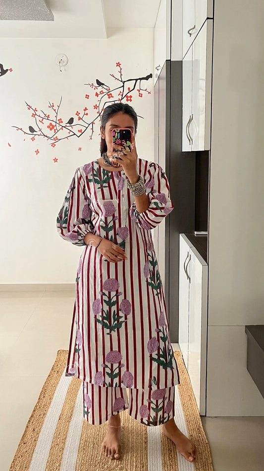 Rose printed coord set