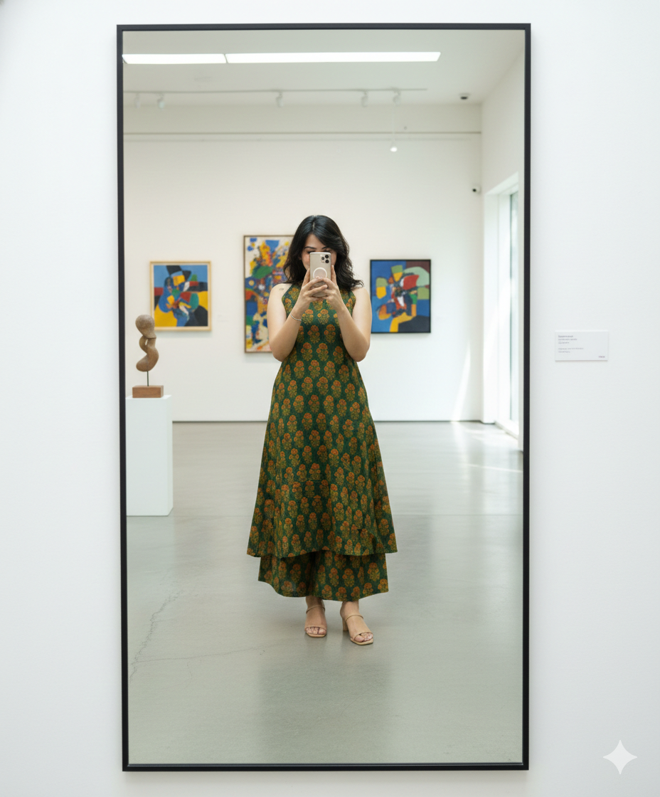 Cotton Cut Sleeve Floral Kurta Pant Set