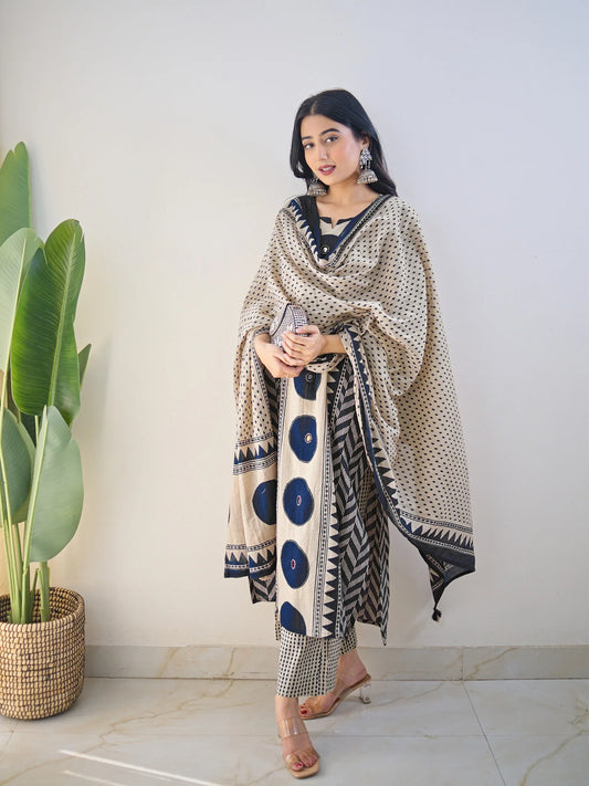 Vedikas Polka Blue Kurta Set