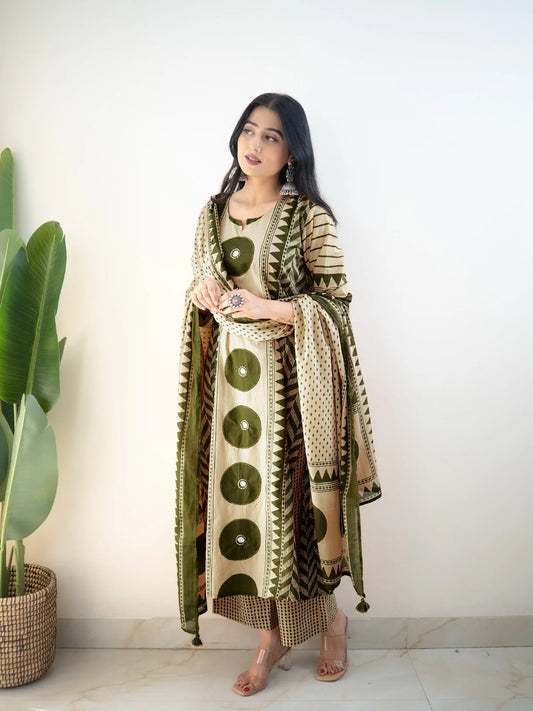 Vedikas Polka Green Kurta Set