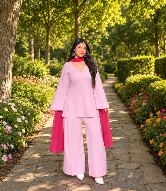 Pink Petal Farshi Salwar with dupatta