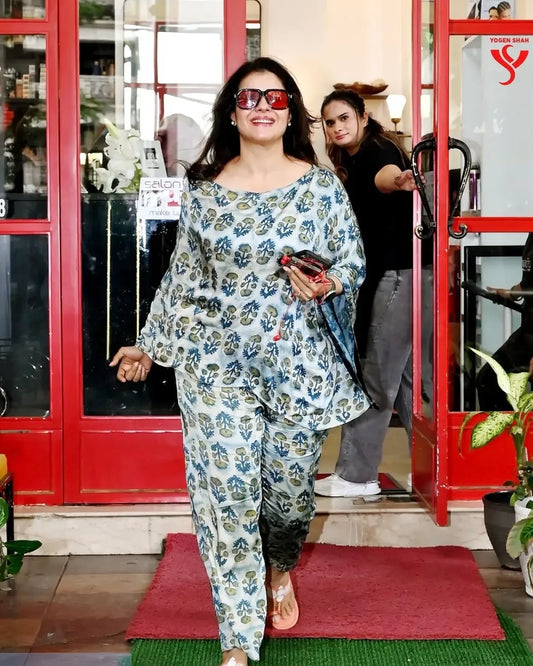 Kajol Muse Indigo Kaftan Coord Set