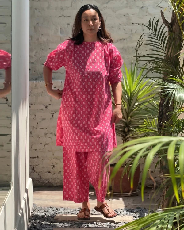 Floral Cotton Co-ord Straight Tunic & Trousers