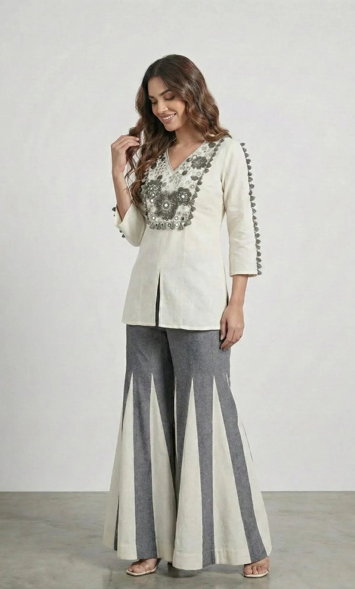 Dark Grey Cotton flex Cord set for women