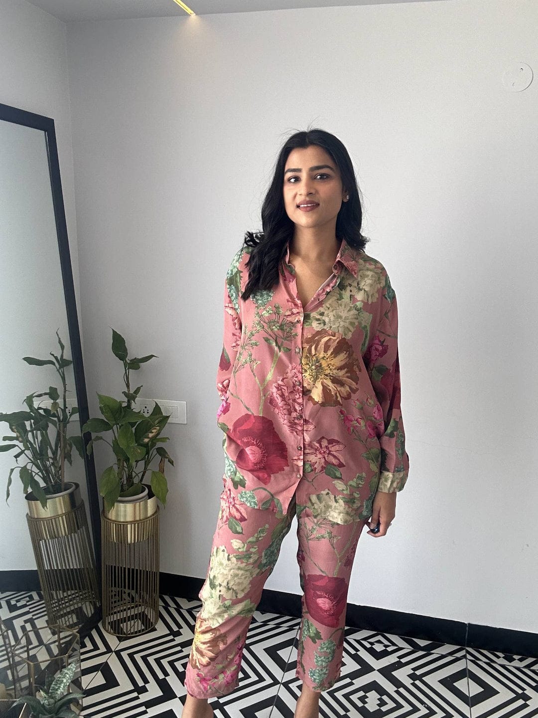 Dusty Pink Crepe Cord set