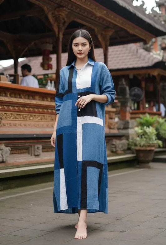 Indigo Printed Shirt Dress