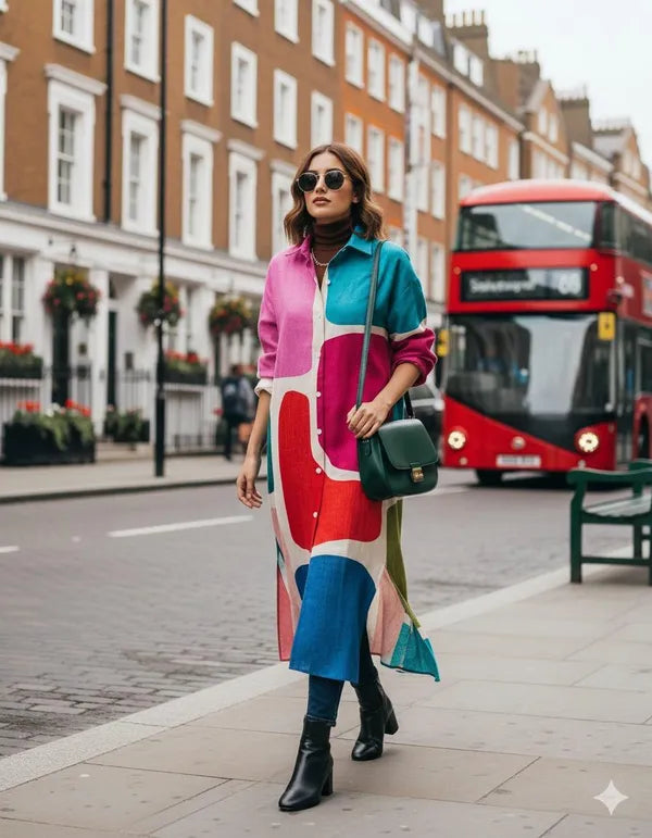 Multi Color Shirt Dress