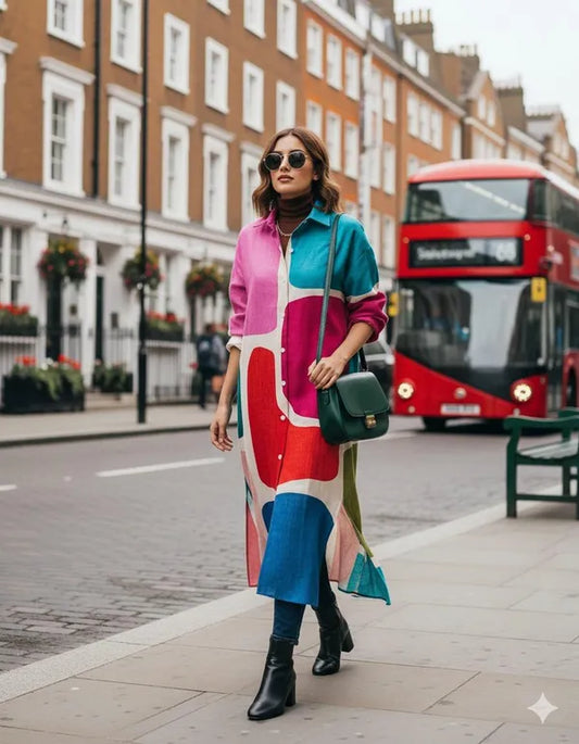 Multi Color Shirt Dress