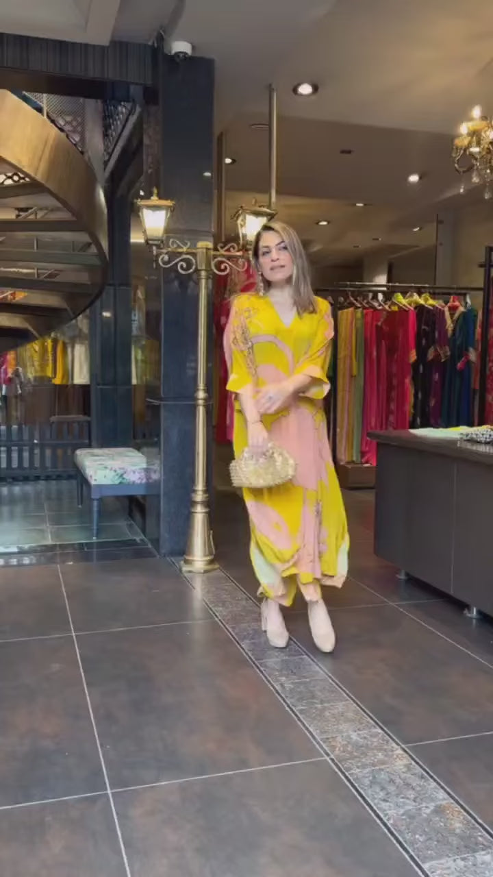 Crepe Lemon yellow Floral Set – zelxatrendz