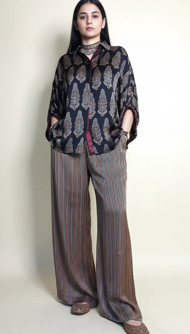 Blue Ajrakh Print shirt cord-set for women