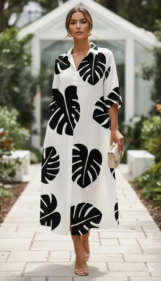 Split Leaf Shirt Dress